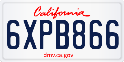 CA license plate 6XPB866