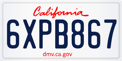 CA license plate 6XPB867