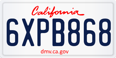 CA license plate 6XPB868