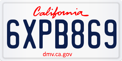 CA license plate 6XPB869