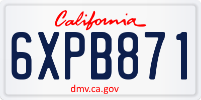 CA license plate 6XPB871