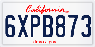 CA license plate 6XPB873