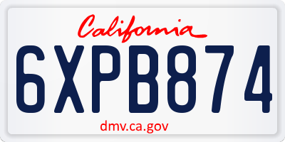CA license plate 6XPB874