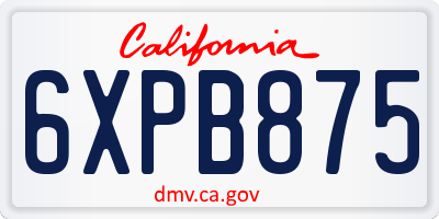 CA license plate 6XPB875
