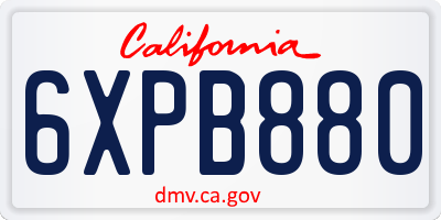CA license plate 6XPB880