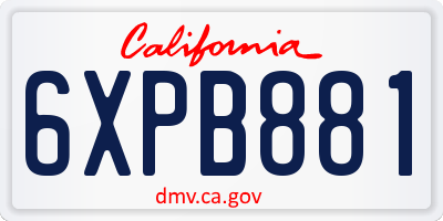 CA license plate 6XPB881