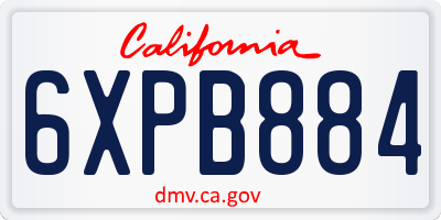 CA license plate 6XPB884