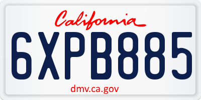 CA license plate 6XPB885