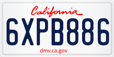 CA license plate 6XPB886