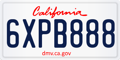 CA license plate 6XPB888