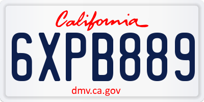 CA license plate 6XPB889