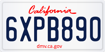CA license plate 6XPB890