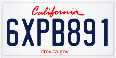 CA license plate 6XPB891