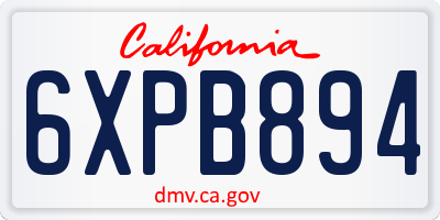 CA license plate 6XPB894