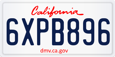 CA license plate 6XPB896