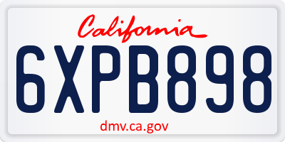 CA license plate 6XPB898