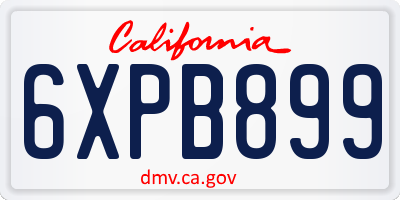 CA license plate 6XPB899