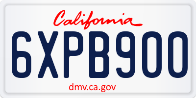 CA license plate 6XPB900
