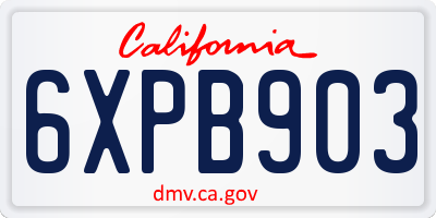 CA license plate 6XPB903