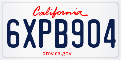 CA license plate 6XPB904
