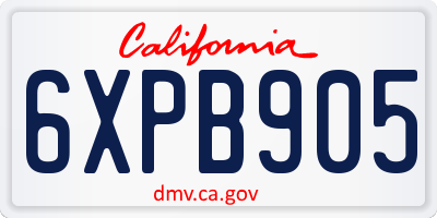 CA license plate 6XPB905