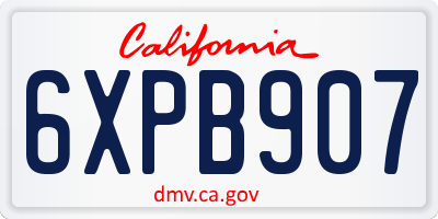 CA license plate 6XPB907
