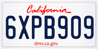 CA license plate 6XPB909