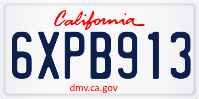 CA license plate 6XPB913