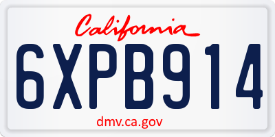 CA license plate 6XPB914