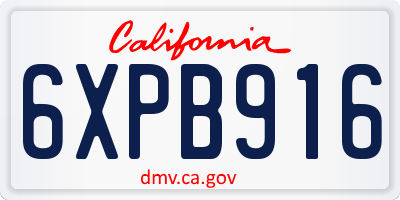 CA license plate 6XPB916