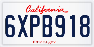 CA license plate 6XPB918