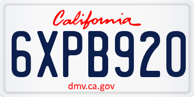 CA license plate 6XPB920
