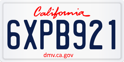CA license plate 6XPB921