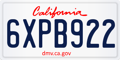CA license plate 6XPB922