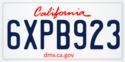 CA license plate 6XPB923