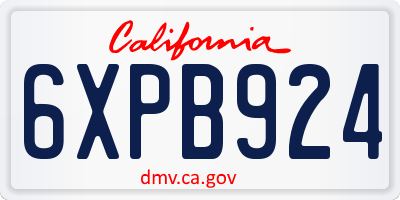 CA license plate 6XPB924