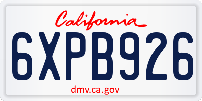 CA license plate 6XPB926