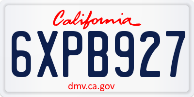 CA license plate 6XPB927