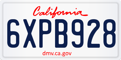 CA license plate 6XPB928