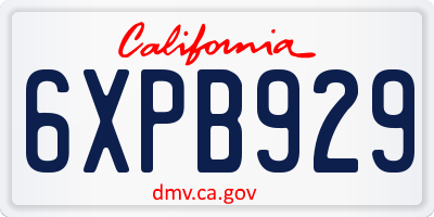 CA license plate 6XPB929