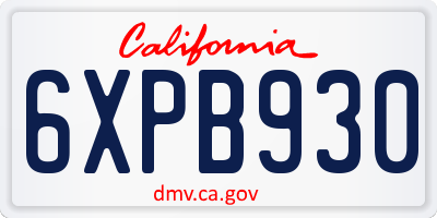 CA license plate 6XPB930