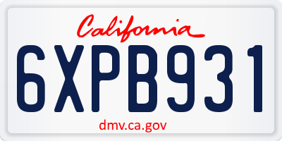 CA license plate 6XPB931