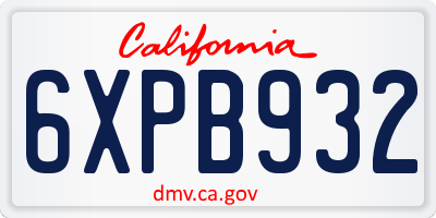 CA license plate 6XPB932