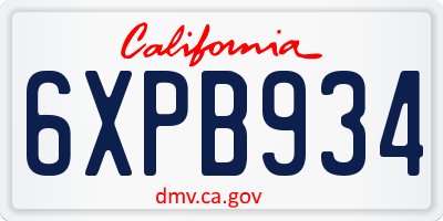 CA license plate 6XPB934