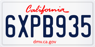 CA license plate 6XPB935