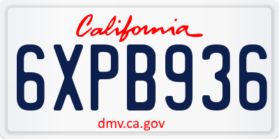 CA license plate 6XPB936