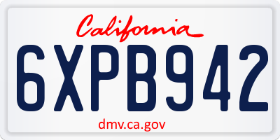 CA license plate 6XPB942