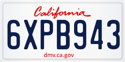 CA license plate 6XPB943