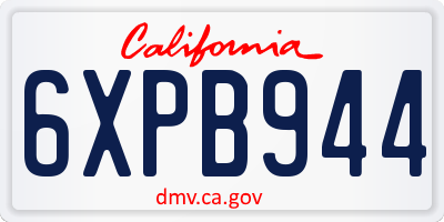 CA license plate 6XPB944