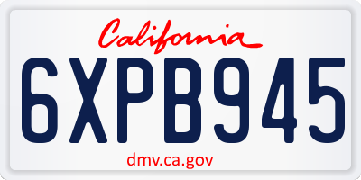 CA license plate 6XPB945